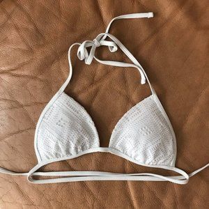 aerie White Crochet Triangle Bikini Top